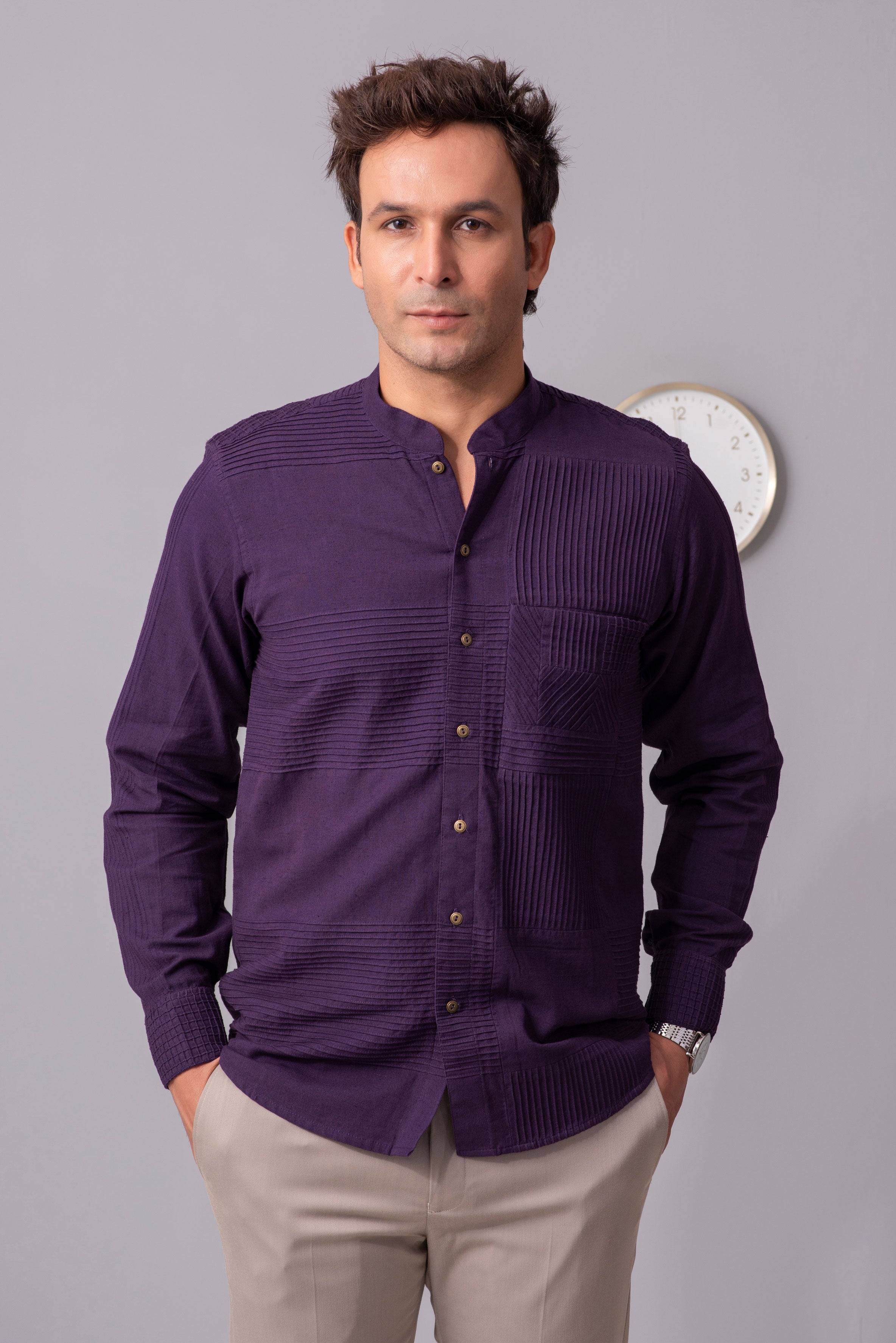 Patricio Phantom Purple Cotton Shirt