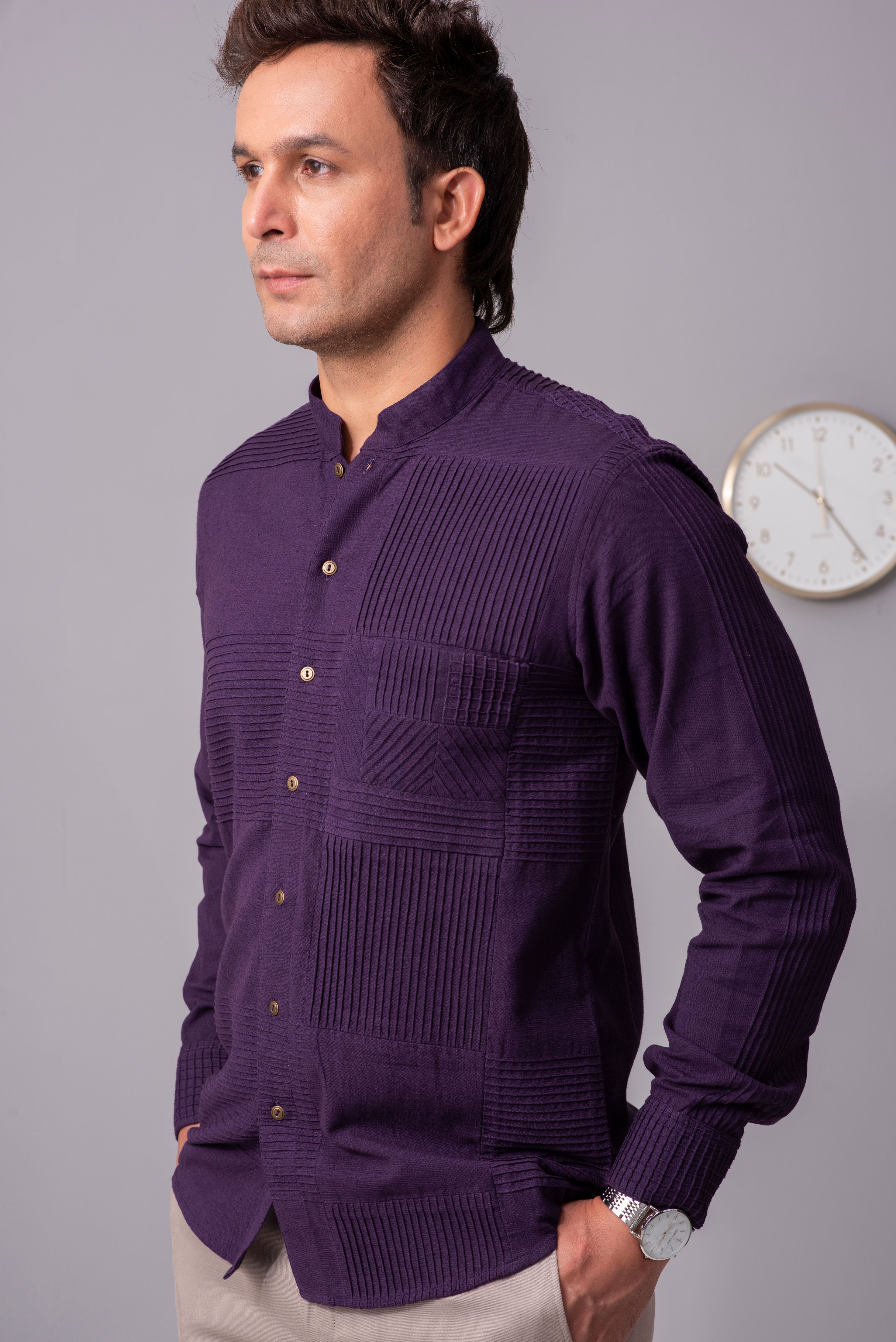 Patricio Phantom Purple Cotton Shirt