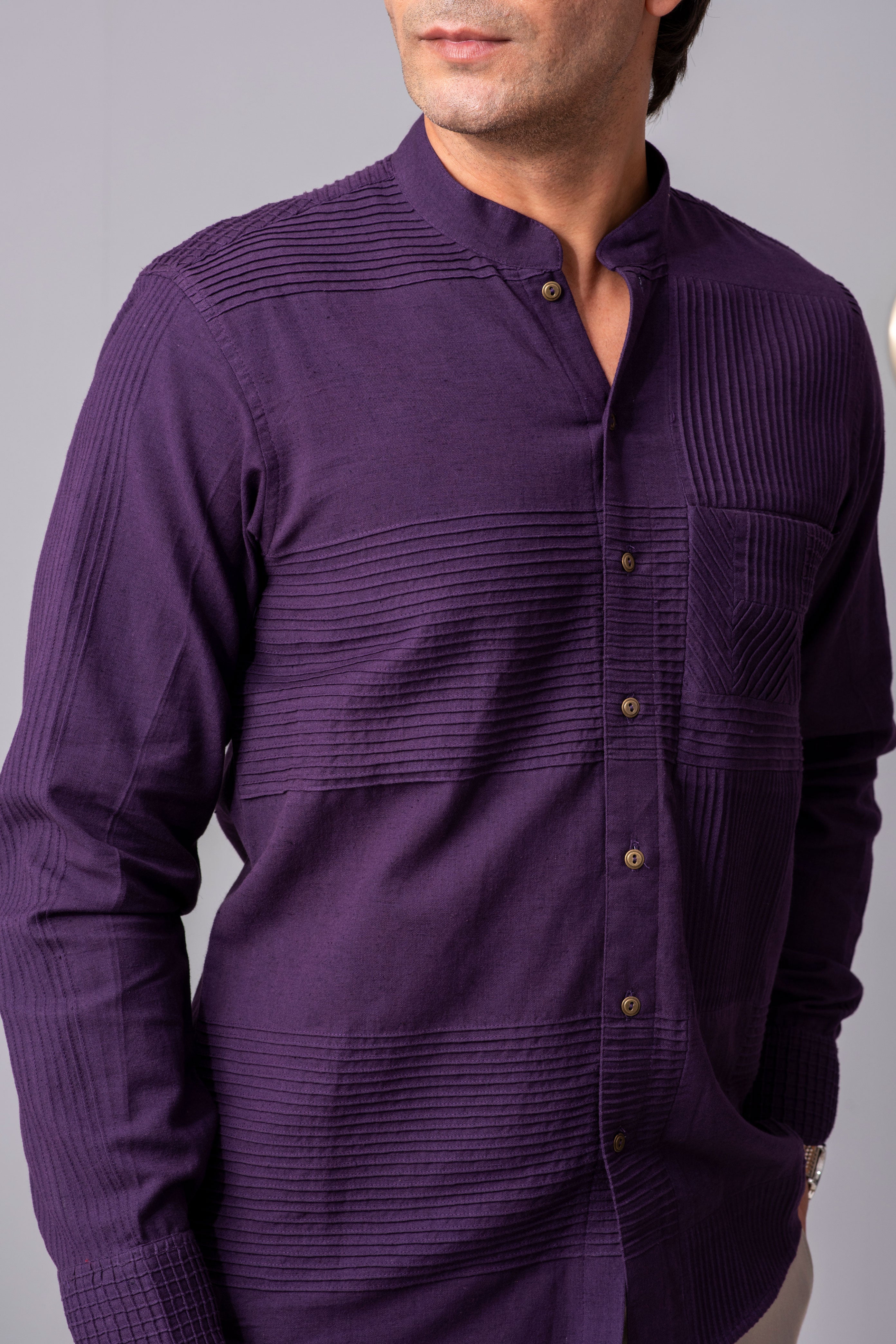 Patricio Phantom Purple Cotton Shirt