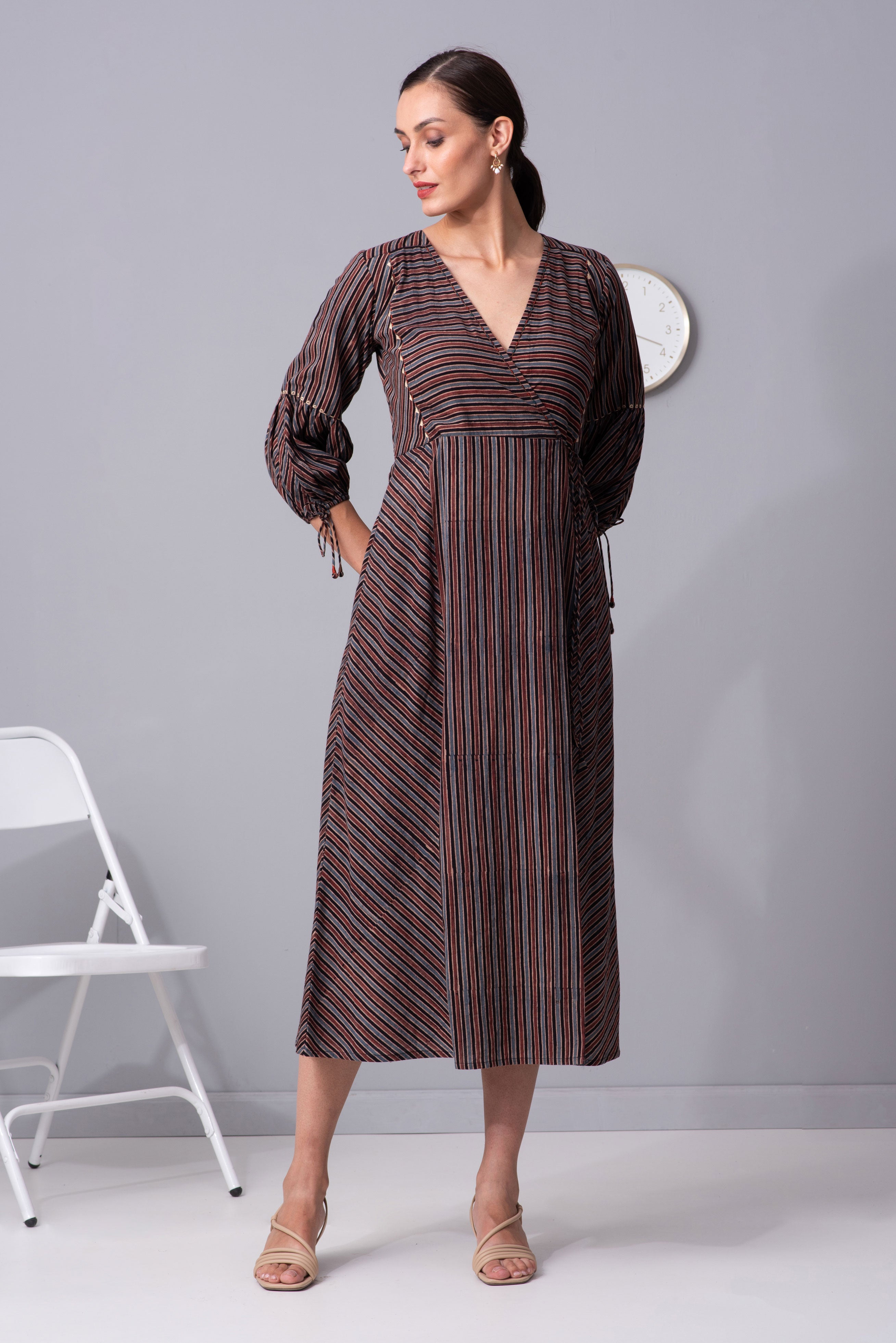 Stripe Symphony ajrakh Wrap dress