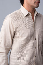 Load image into Gallery viewer, Beige Pattern parade cotton shirt
