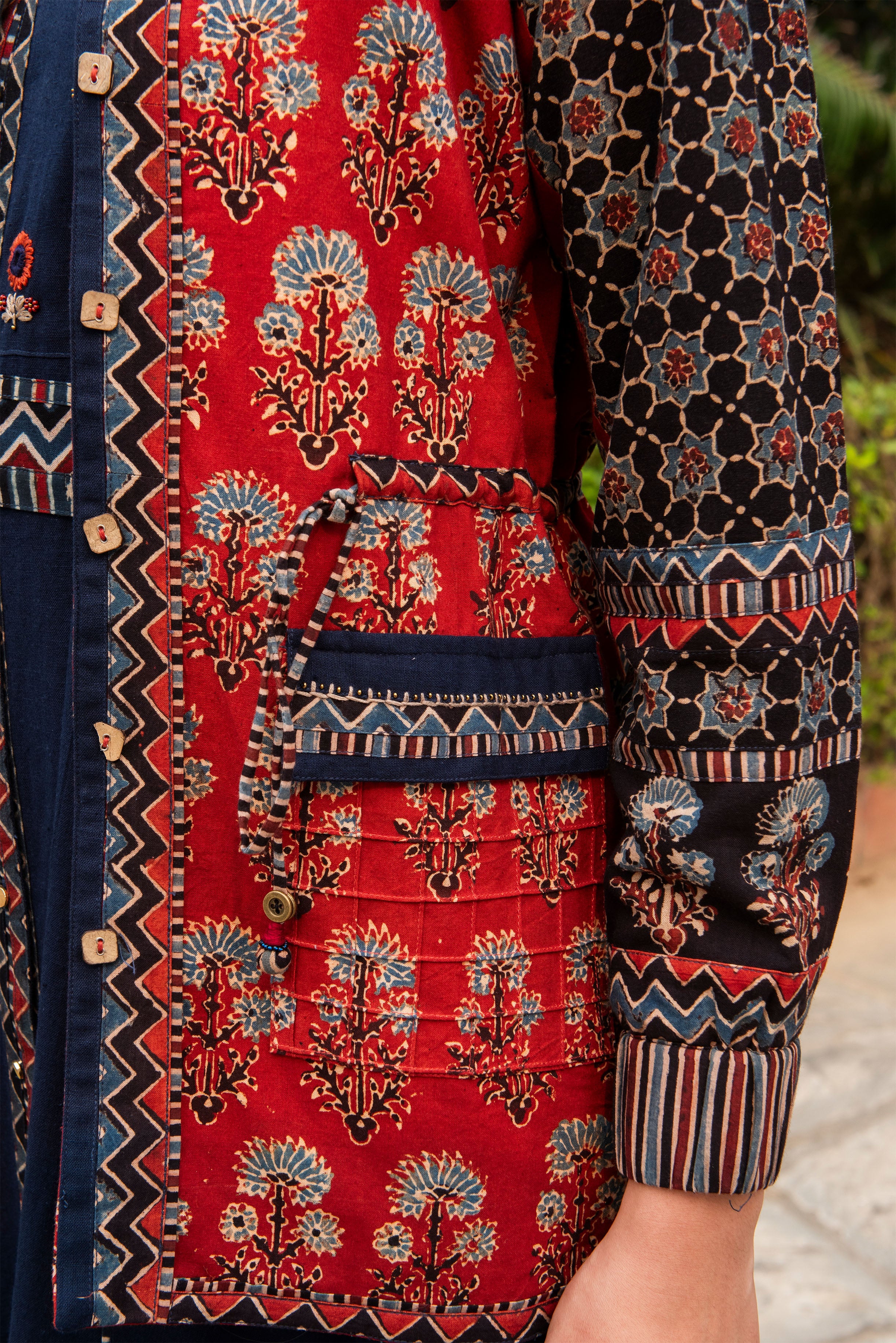 The Alizarin Heritage Ajrakh Koti With Indigo Cotton Dress