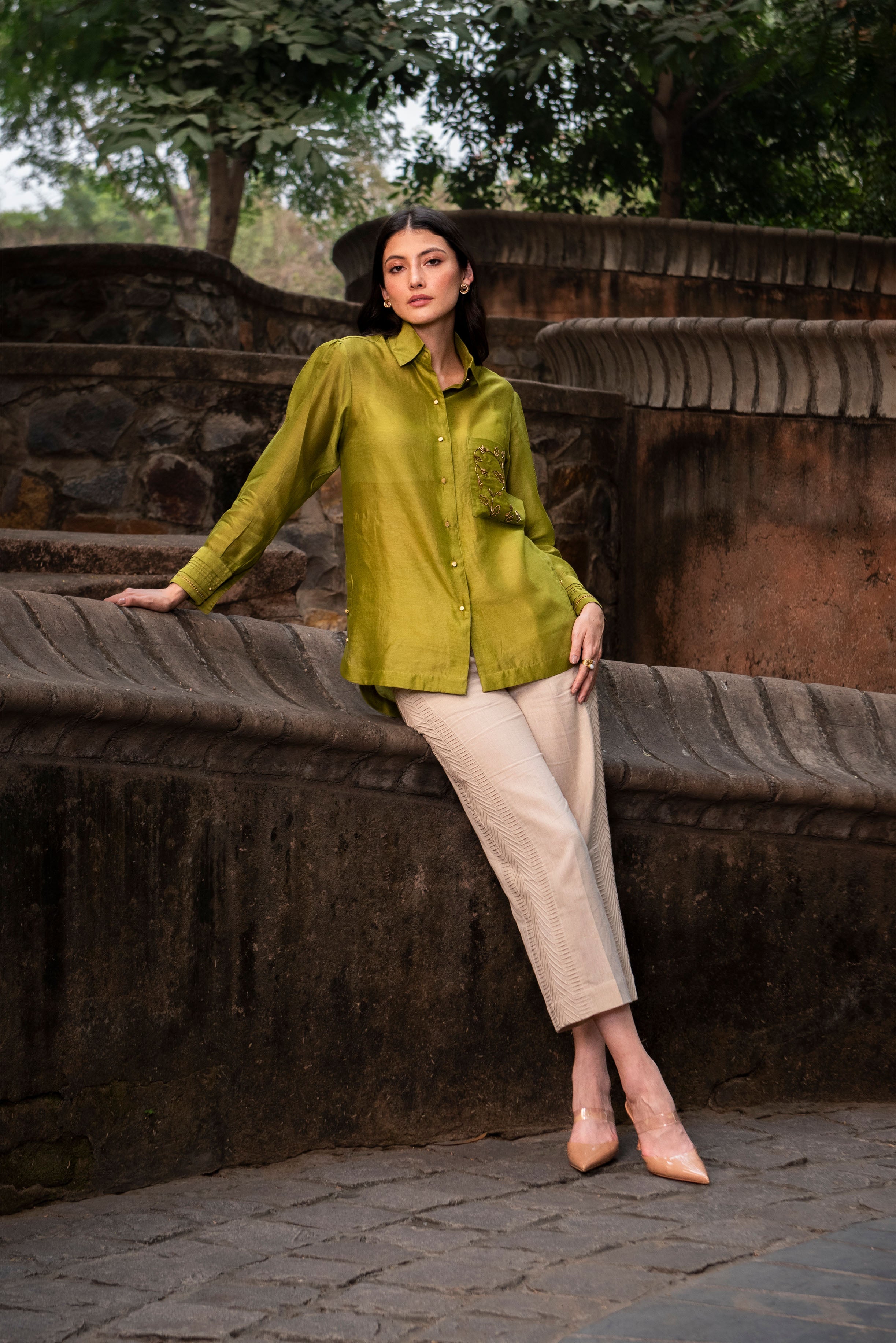 The Verdant Shahzadi Chanderi Shirt