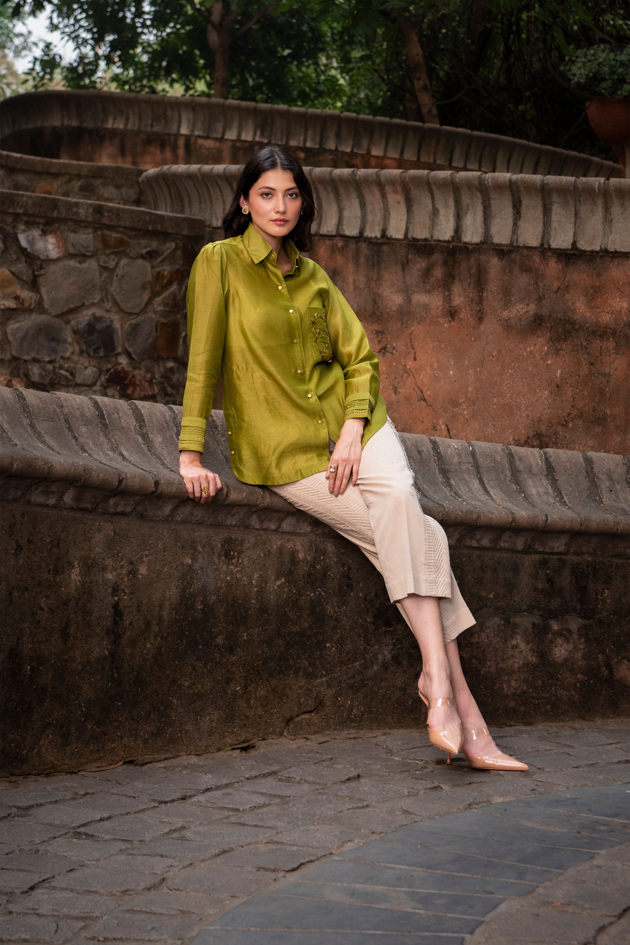 The Verdant Shahzadi Chanderi Shirt