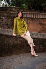 Load image into Gallery viewer, The Verdant Shahzadi Chanderi Shirt
