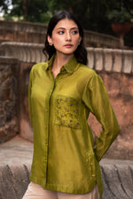 Load image into Gallery viewer, The Verdant Shahzadi Chanderi Shirt