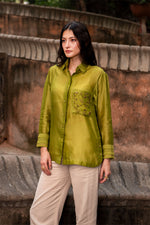 Load image into Gallery viewer, The Verdant Shahzadi Chanderi Shirt