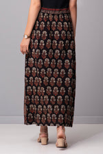 Load image into Gallery viewer, Kaleidoscope Collage side  slit long Skirt (black)
